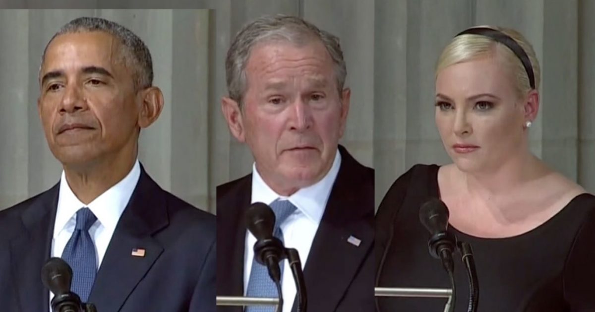 WATCH: Obama, Bush, Meghan McCain Swipe at Trump During John McCain Funeral Service